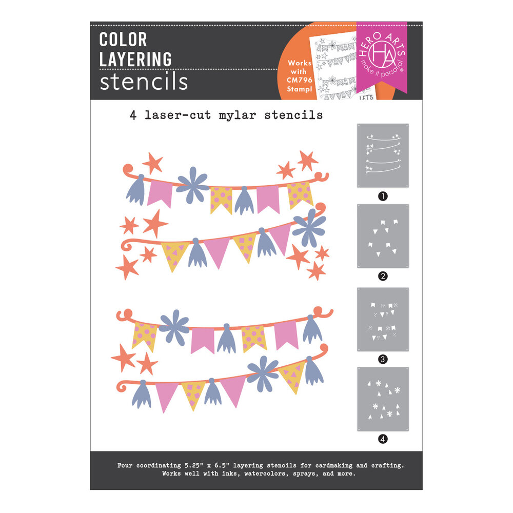 Hero Arts Celebrate Color Layering Stencils (SA298) Hero Arts Celebrate Color Layering Stencils (SA298)