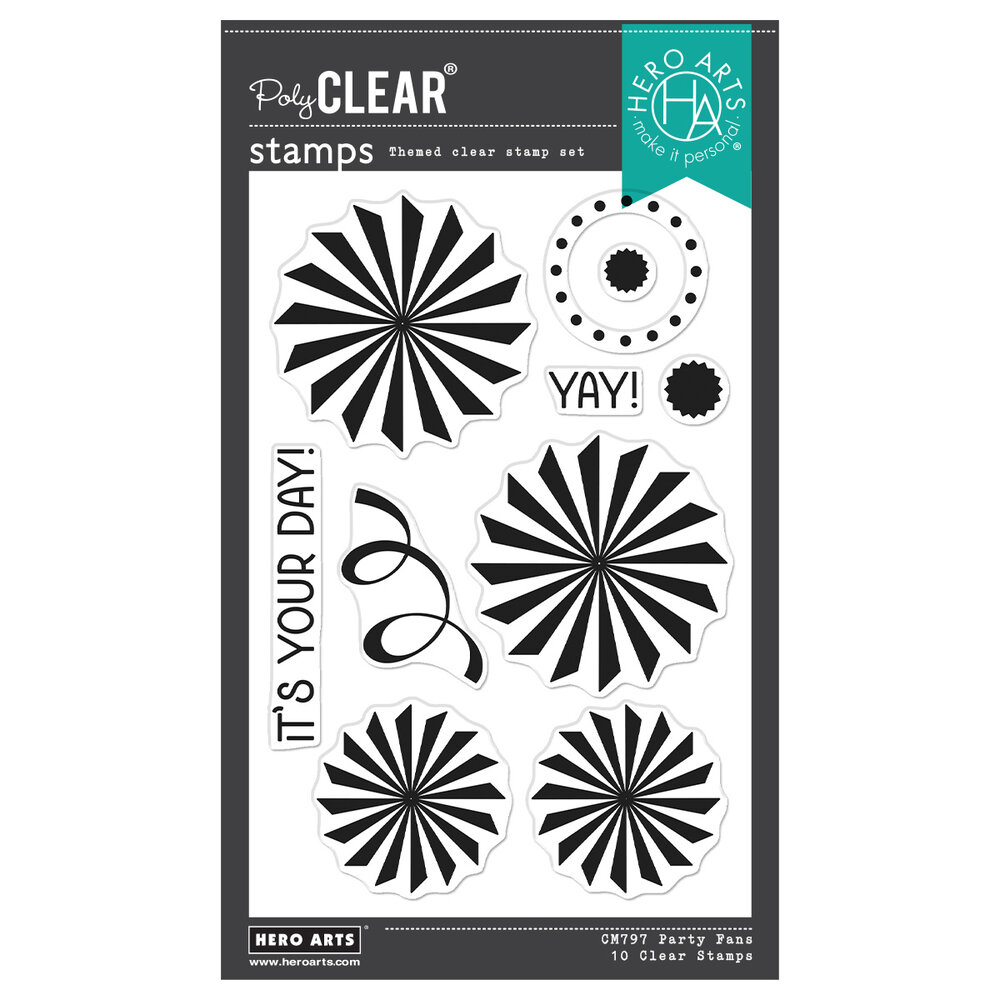 Hero Arts Party Fans PolyClear Stamps (CM797) Hero Arts Party Fans PolyClear Stamps (CM797)
