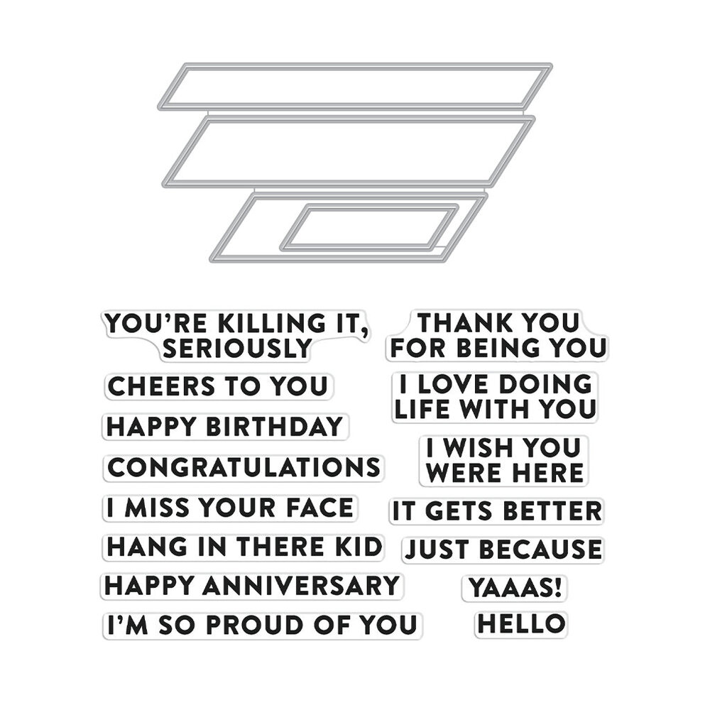 Hero Arts Essential Messages XL Stamp & Cut Set (DC309)