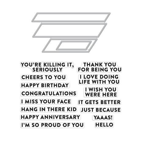 Hero Arts Essential Messages XL Stamp & Cut Set (DC309)