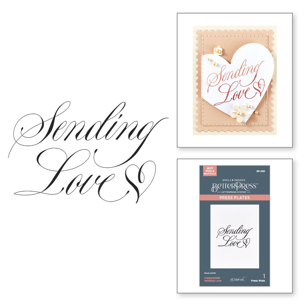 Spellbinders Copperplate Sending Love BetterPress Plate (BP-280) Spellbinders Copperplate Sending Love BetterPress Plate (BP-280)