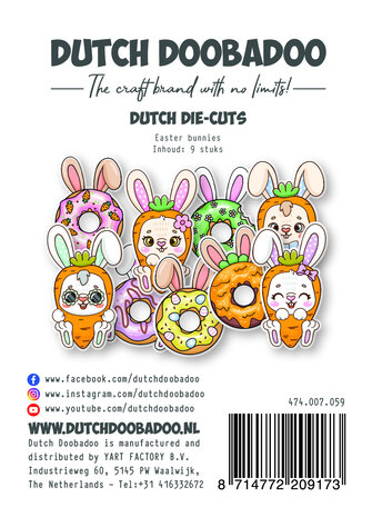 Dutch Doobadoo Happy Easter Die-cuts Easter Bunnies (9pcs) (474.007.059) (OUTLET) Dutch Doobadoo Happy Easter Die-cuts Easter Bunnies (9pcs) (474.007.059) (OUTLET)