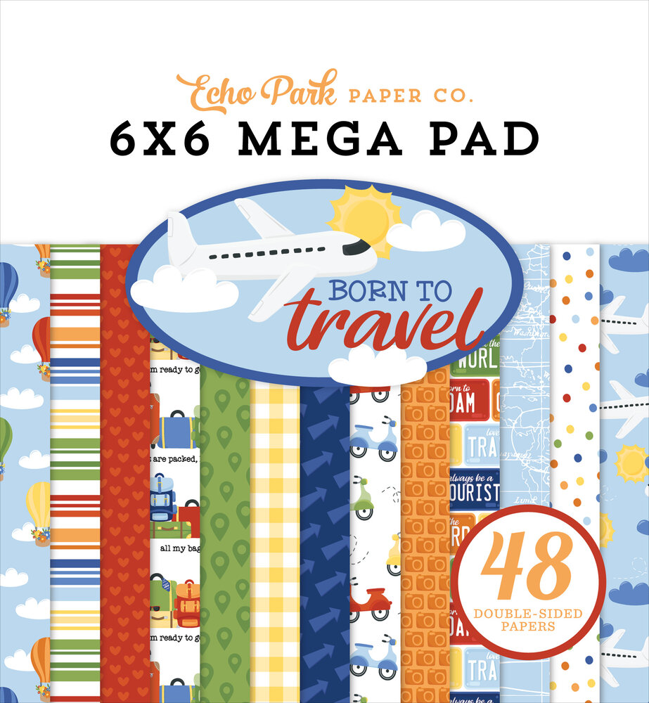 Echo Park Born To Travel 6x6 Inch Cardmakers Mega Pad (BTT425031) Echo Park Born To Travel 6x6 Inch Cardmakers Mega Pad (BTT425031)
