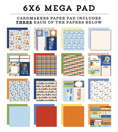 Echo Park Born To Travel 6x6 Inch Cardmakers Mega Pad (BTT425031) Echo Park Born To Travel 6x6 Inch Cardmakers Mega Pad (BTT425031)