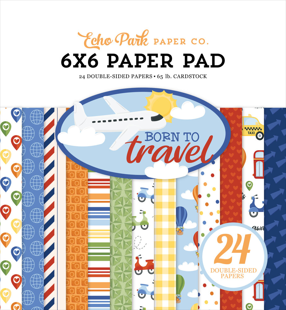 Echo Park Born To Travel 6x6 Inch Paper Pad (BTT425023) Echo Park Born To Travel 6x6 Inch Paper Pad (BTT425023)
