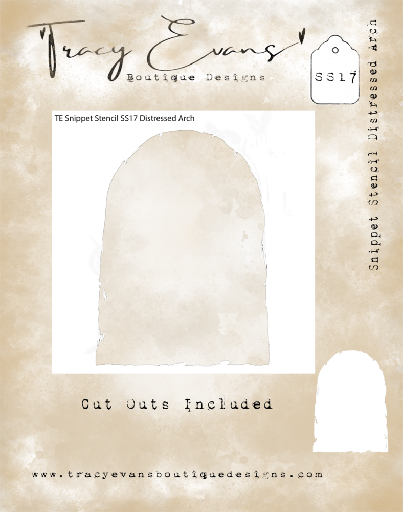 Tracy Evans Distressed Arch 4x4 Inch Snippet Stencil (SS017) Tracy Evans Distressed Arch 4x4 Inch Snippet Stencil (SS017)
