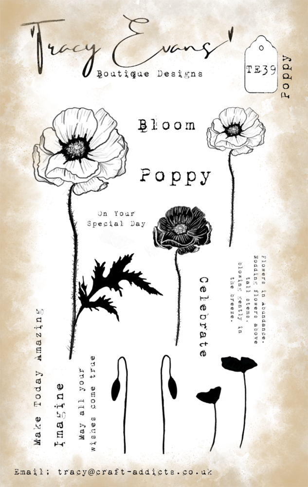 Tracy Evans Poppy A6 Stamp (TE039) Tracy Evans Poppy A6 Stamp (TE039)