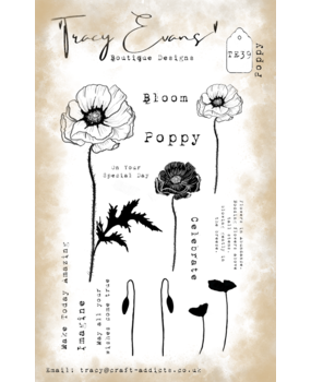 Tracy Evans Poppy A6 Stamp (TE039)