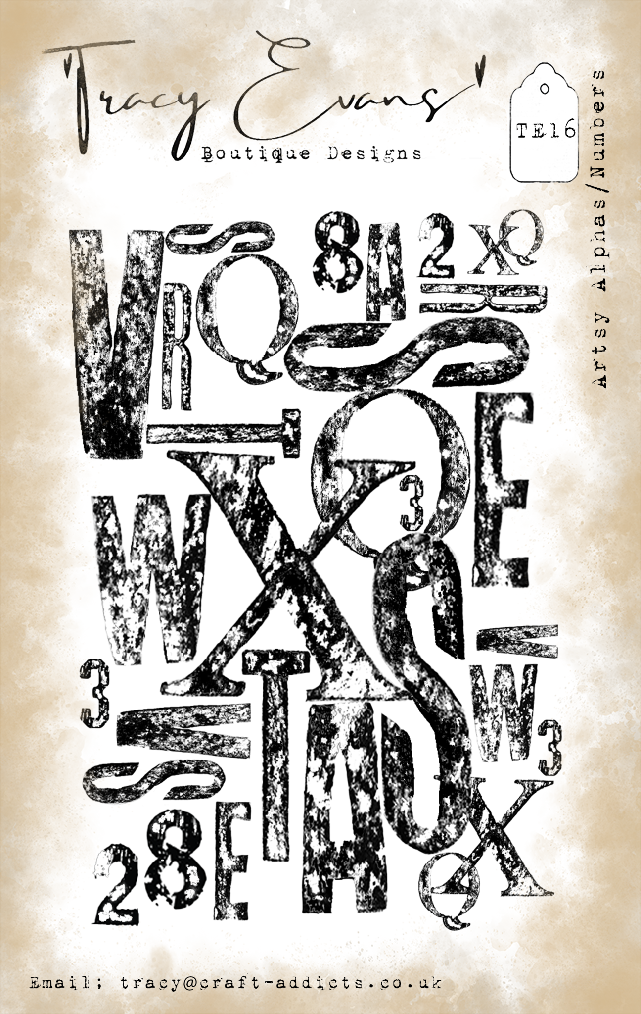 Artsy Alpha/Numbers A7 Stamp (TE016) - Craftlines B.V.