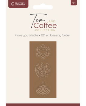 Crafter's Companion Tea & Coffee 2D Embossing Folder 2.75x5.75 Inch I Love you a Latte (CC-TC-EF2.75-ILYL)
