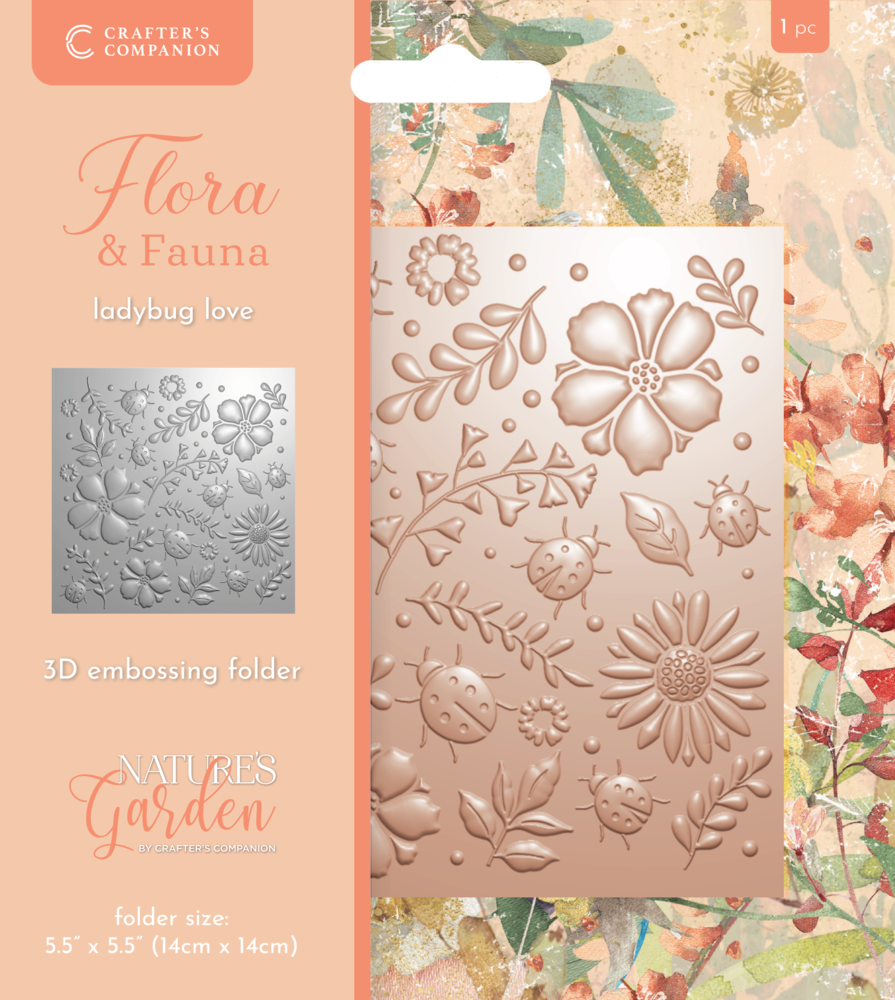 Crafter's Companion Flora & Fauna 3D Embossing Folder 5.5x5.5 Inch Ladybug Love (NG-FF-3D-EF5.5-LALO) Crafter's Companion Flora & Fauna 3D Embossing Folder 5.5x5.5 Inch Ladybug Love (NG-FF-3D-EF5.5-LALO)