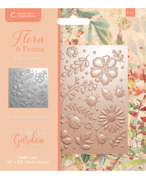 Crafter's Companion Flora & Fauna 3D Embossing Folder 5.5x5.5 Inch Ladybug Love (NG-FF-3D-EF5.5-LALO)