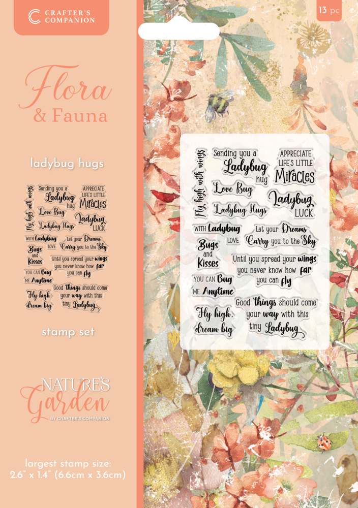 Crafter's Companion Flora & Fauna Clear Acrylic Stamp - Ladybug Hugs (NG-FF-CA-ST-LAHU)