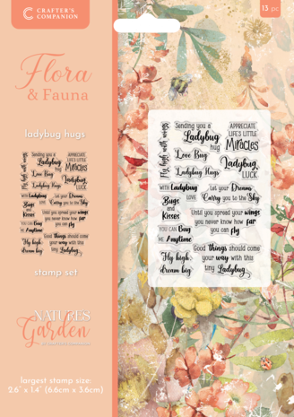 Crafter's Companion Flora & Fauna Clear Acrylic Stamp - Ladybug Hugs (NG-FF-CA-ST-LAHU)