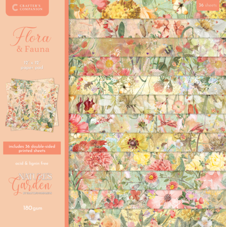 Crafter's Companion Flora & Fauna 12x12 Inch Paper Pad (NG-FF-PAD12)