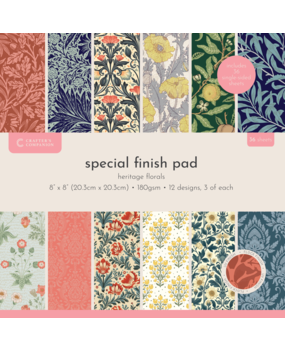 Crafter's Companion Textured Pad 8x8 Inch Special Finish Pad - Heritage Florals (CC-SPFPAD8-HEFL)