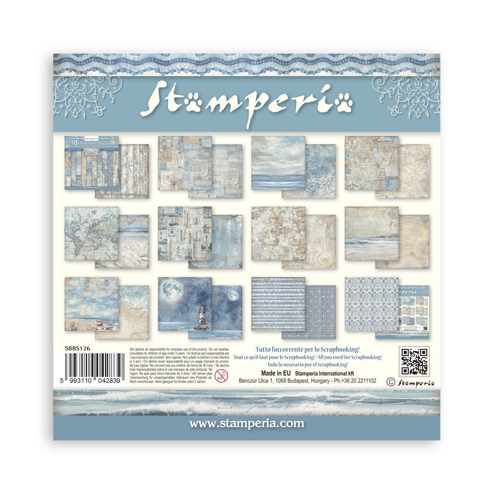 Stamperia Silent Sea 8x8 Inch Paper Pack Backgrounds Selection (SBBS126) Stamperia Silent Sea 8x8 Inch Paper Pack Backgrounds Selection (SBBS126)