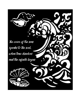 Stamperia Silent Sea Thick Stencil 20x25cm Wave and Shell (KSTD177) Stamperia Silent Sea Thick Stencil 20x25cm Wave and Shell (KSTD177)