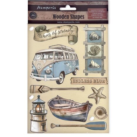 Stamperia Silent Sea A5 Colored Wooden Shape Endless Blue (KLSP182)