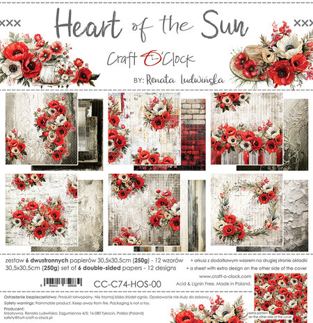 Craft O'Clock Heart of the Sun 12x12 Inch Paper Set (CC-C74-HOS-00)