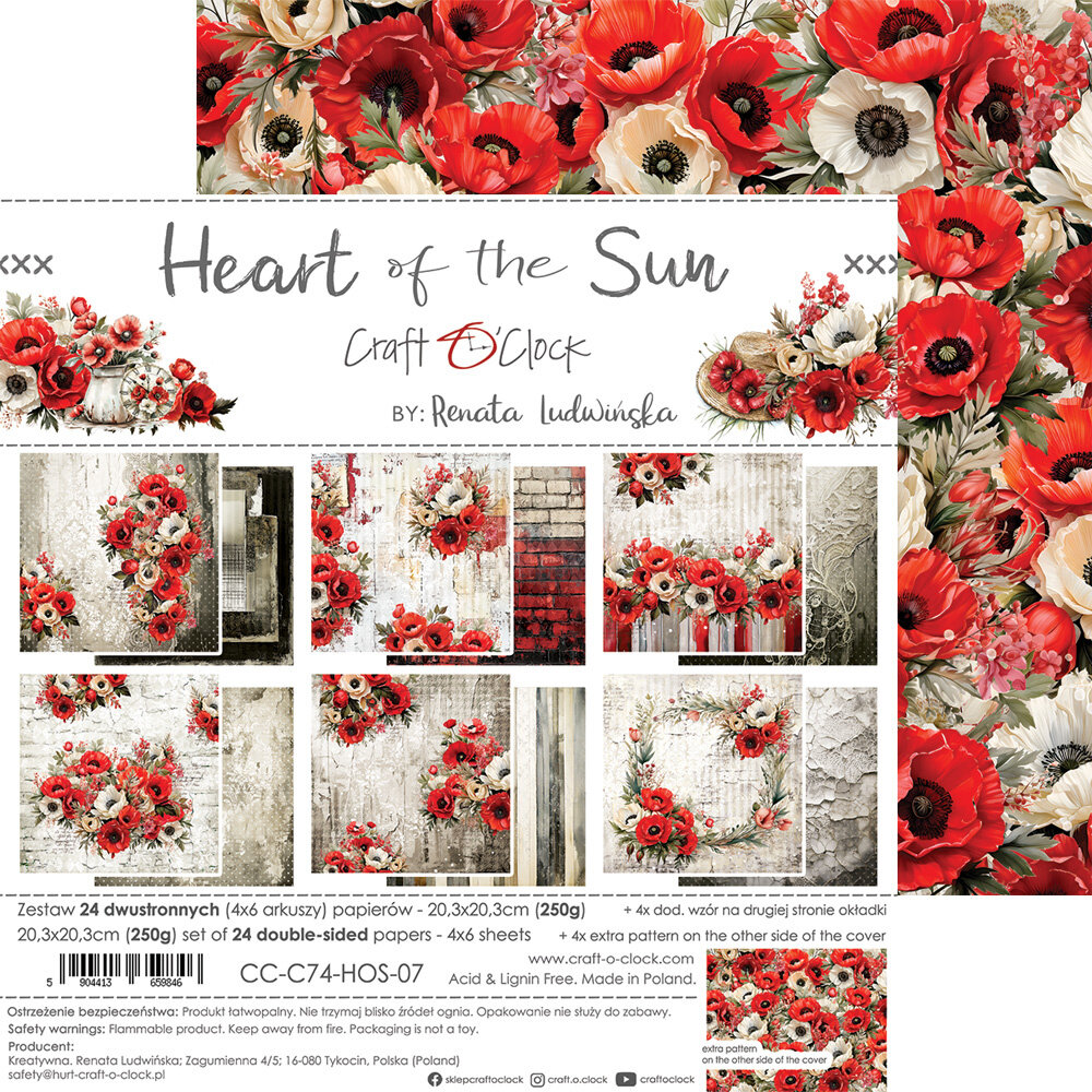 Craft O'Clock Heart of the Sun 8x8 Inch Paper Set (CC-C74-HOS-07) (DISCONTINUED) Craft O'Clock Heart of the Sun 8x8 Inch Paper Set (CC-C74-HOS-07) (DISCONTINUED)