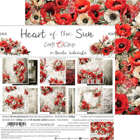 Craft O'Clock Heart of the Sun 8x8 Inch Paper Set (CC-C74-HOS-07) (DISCONTINUED) Craft O'Clock Heart of the Sun 8x8 Inch Paper Set (CC-C74-HOS-07) (DISCONTINUED)