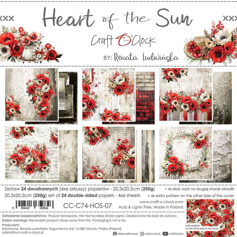 Craft O'Clock Heart of the Sun 8x8 Inch Paper Set (CC-C74-HOS-07) (DISCONTINUED) Craft O'Clock Heart of the Sun 8x8 Inch Paper Set (CC-C74-HOS-07) (DISCONTINUED)