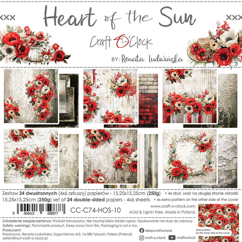 Craft O'Clock Heart of the Sun 6x6 Inch Paper Set (CC-C74-HOS-10) Craft O'Clock Heart of the Sun 6x6 Inch Paper Set (CC-C74-HOS-10)