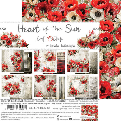 Craft O'Clock Heart of the Sun 6x6 Inch Paper Set (CC-C74-HOS-10) Craft O'Clock Heart of the Sun 6x6 Inch Paper Set (CC-C74-HOS-10)