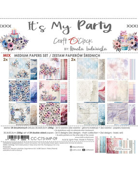 Craft O'Clock It's My Party 8x8 Inch Medium Papers Set (CC-C75-IMP-09)