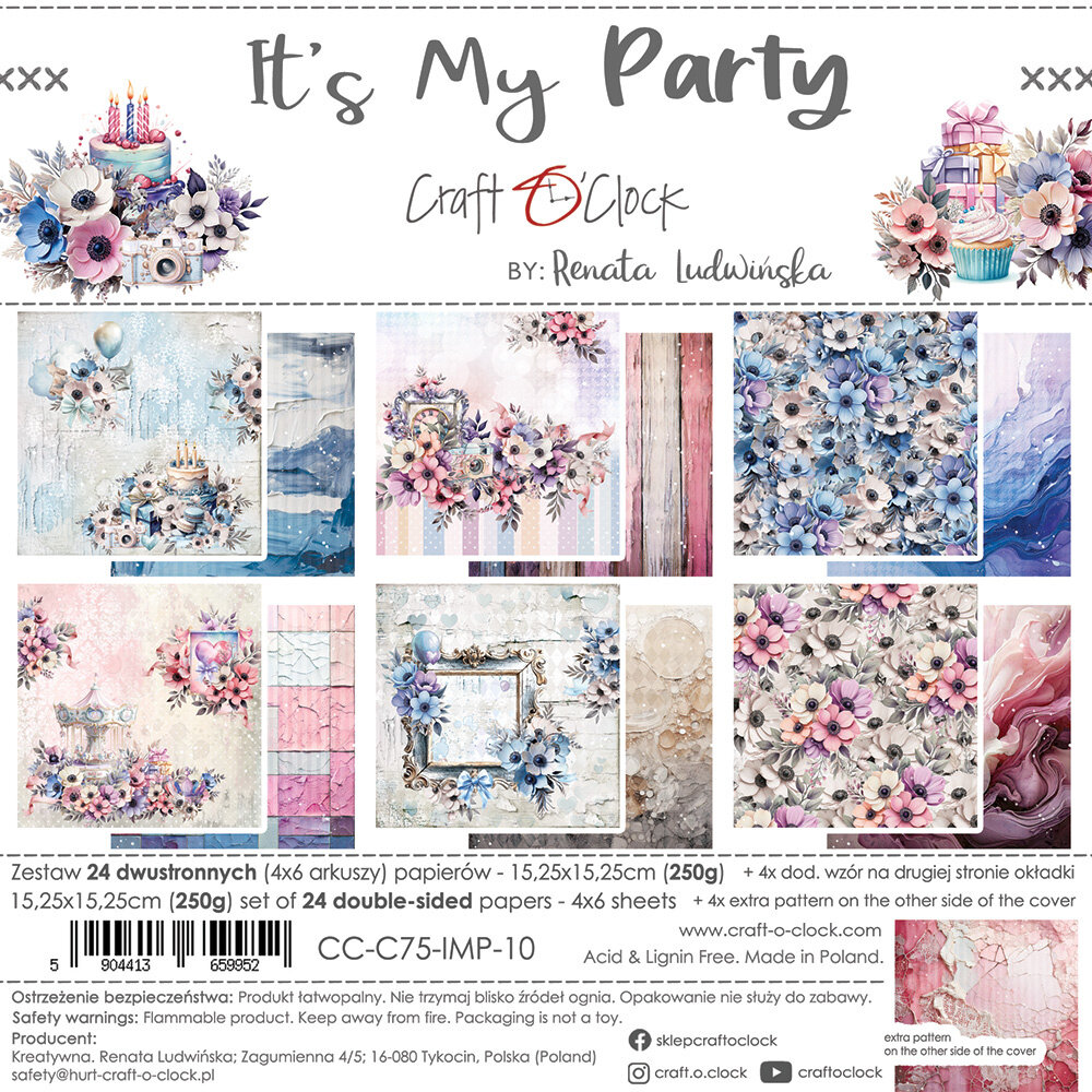 Craft O'Clock It's My Party 6x6 Inch Paper Set (CC-C75-IMP-10)