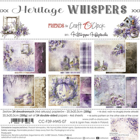 Craft O'Clock Heritage Whispers 8x8 Inch Paper Set (CC-F39-HWS-07) (DISCONTINUED) Craft O'Clock Heritage Whispers 8x8 Inch Paper Set (CC-F39-HWS-07) (DISCONTINUED)