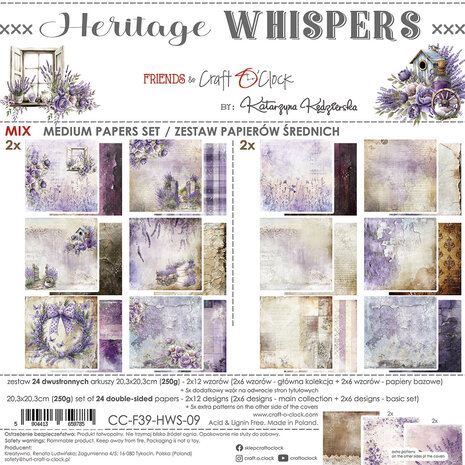 Craft O'Clock Heritage Whispers 8x8 Inch Medium Papers Set (CC-F39-HWS-09) (DISCONTINUED) Craft O'Clock Heritage Whispers 8x8 Inch Medium Papers Set (CC-F39-HWS-09) (DISCONTINUED)