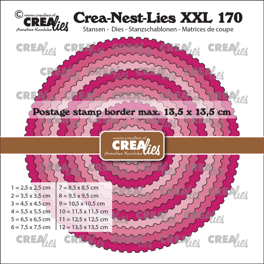 Crealies Crea-Nest-Lies XXL Dies No. 170 Circles with Postage Stamp Border (CLNestXXL170) Crealies Crea-Nest-Lies XXL Dies No. 170 Circles with Postage Stamp Border (CLNestXXL170)