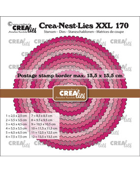Crealies Crea-Nest-Lies XXL Dies No. 170 Circles with Postage Stamp Border (CLNestXXL170)