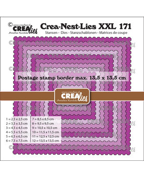 Crealies Crea-Nest-Lies XXL Stansen No. 171 Vierkanten met Postzegelrand (CLNestXXL171)
