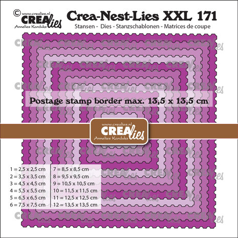 Crealies Crea-Nest-Lies XXL Dies No. 171 Squares with Postage Stamp Border (CLNestXXL171) Crealies Crea-Nest-Lies XXL Dies No. 171 Squares with Postage Stamp Border (CLNestXXL171)