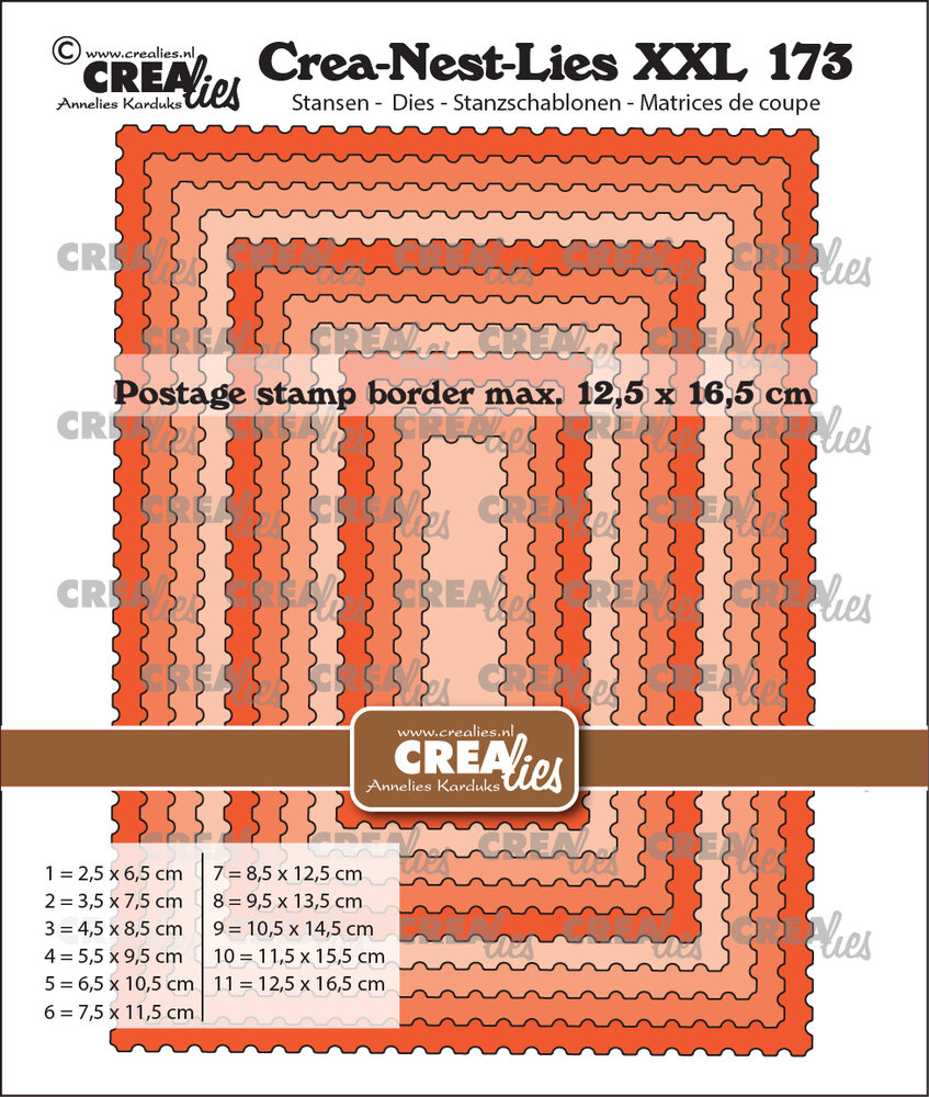 Crealies Crea-Nest-Lies XXL Dies No. 173 Rectangles with Postage Stamp Border (CLNestXXL173) Crealies Crea-Nest-Lies XXL Dies No. 173 Rectangles with Postage Stamp Border (CLNestXXL173)