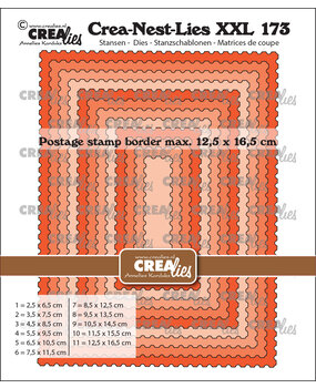 Crealies Crea-Nest-Lies XXL Dies No. 173 Rectangles with Postage Stamp Border (CLNestXXL173)