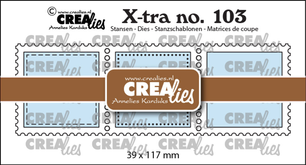Crealies X-tra Dies No. 103 3 Postage Stamps Square in a Row (CLXtra103)