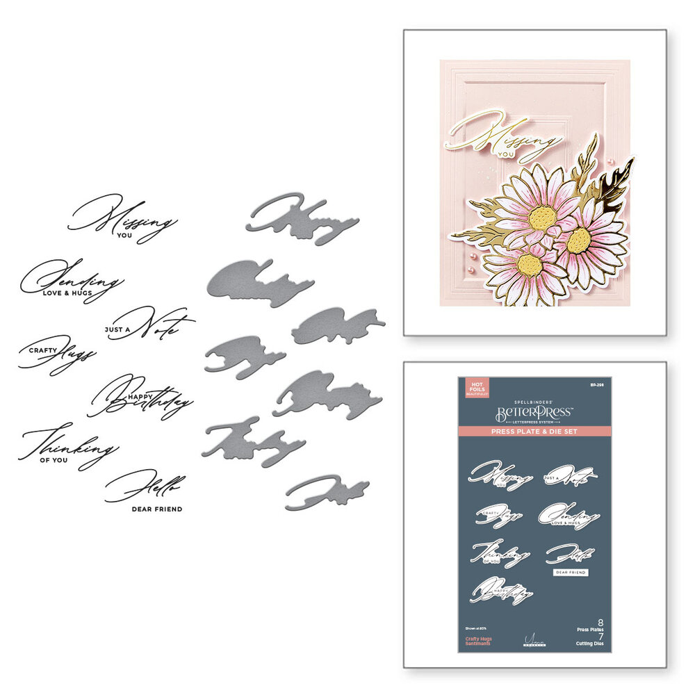 Spellbinders Crafty Hugs Sentiments BetterPress Plate & Die Set (BP-298)