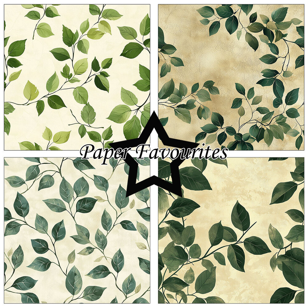 Paper Favourites Green Leaves 12x12 Inch Paper Pad (PF734)