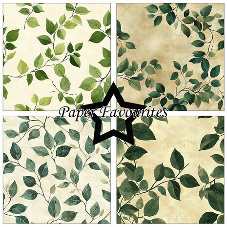 Paper Favourites Green Leaves 12x12 Inch Paper Pad (PF734)