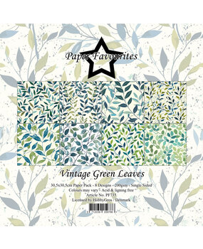 Paper Favourites Vintage Green Leaves 12x12 Inch Paper Pad (PF735)