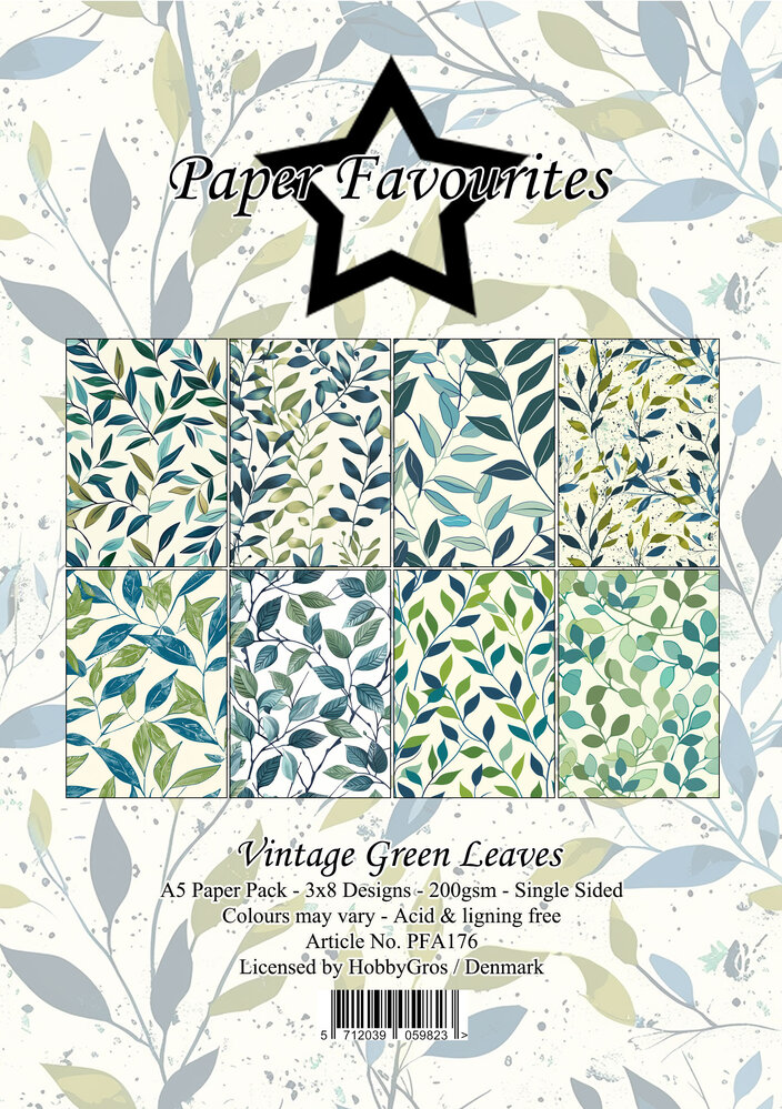 Paper Favourites Vintage Green Leaves A5 Paper Pad (PFA176)