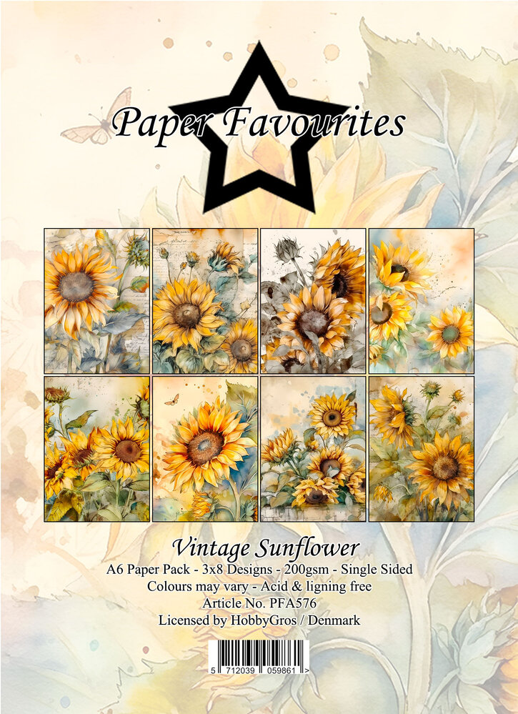 Paper Favourites Vintage Sunflower A6 Paper Pad (PFA576)