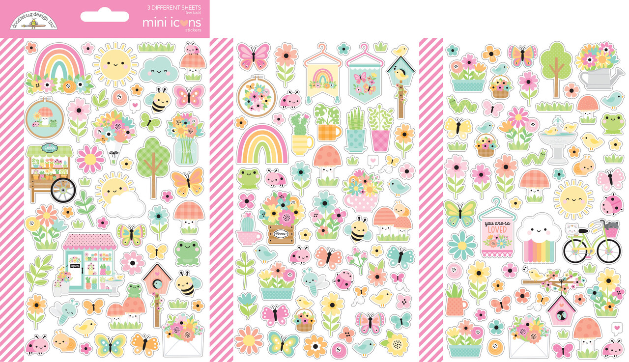 Doodlebug Design Butterfly Kisses Mini Icons Stickers (8786)