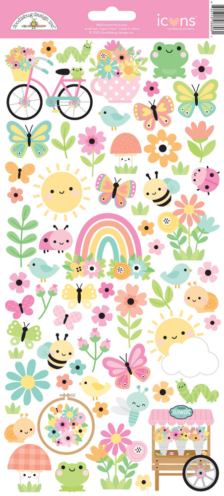 Doodlebug Design Butterfly Kisses Icons Stickers (8806)
