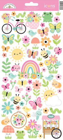 Doodlebug Design Butterfly Kisses Icons Stickers (8806)