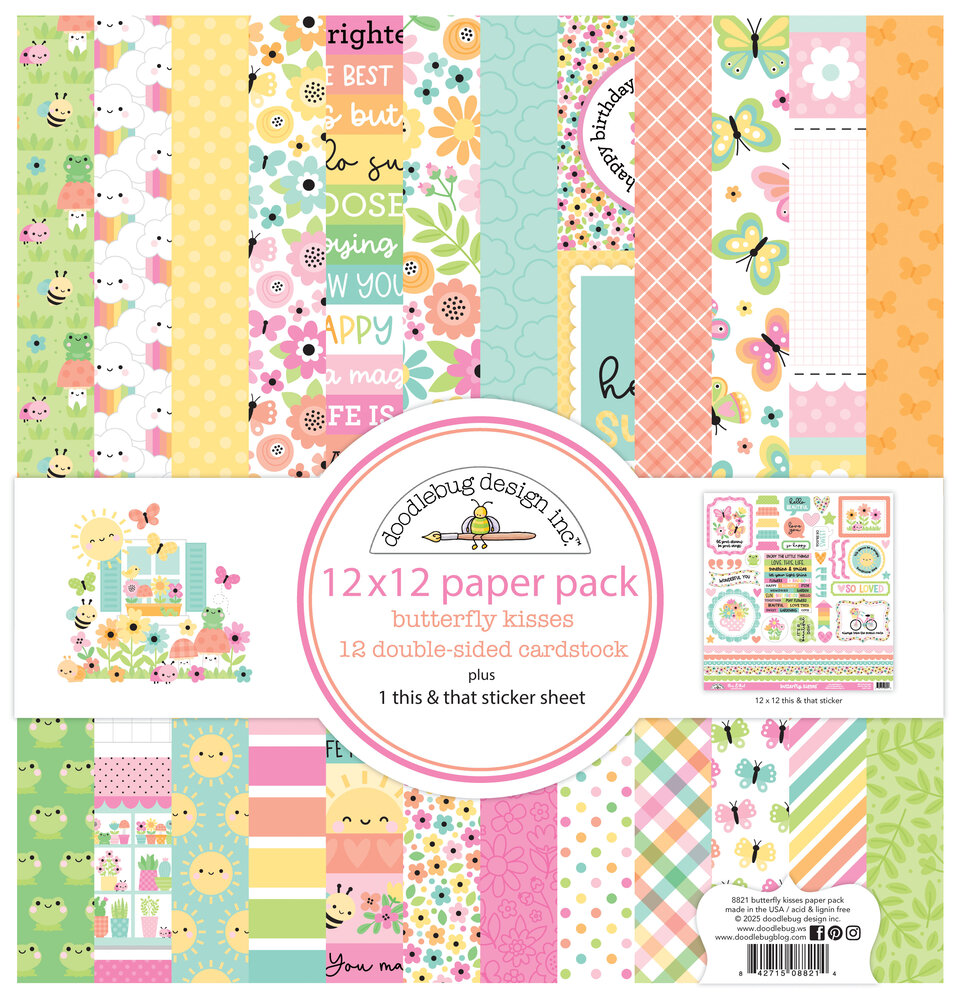 Doodlebug Design Butterfly Kisses 12x12 Inch Paper Pack (8821)